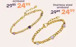 Lucardi Stainless steel fantasiearmband hart met zirkonia voor dames aanbieding