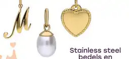 Lucardi Stainless steel goldplated hanger met parel voor dames aanbieding