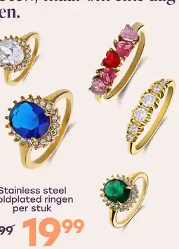 Lucardi Stainless steel goldplated ring met zirkonia voor dames aanbieding