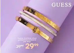 Lucardi Guess stainless steel goldplated bangle met kristal voor dames aanbieding