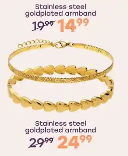 Lucardi Stainless steel goldplated armband I LOVE YOU aanbieding