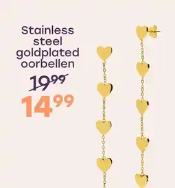 Lucardi Stainless steel goldplated oorhangers hart aanbieding