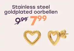 Lucardi Stainless steel goldpalted oorknoppen open hart aanbieding