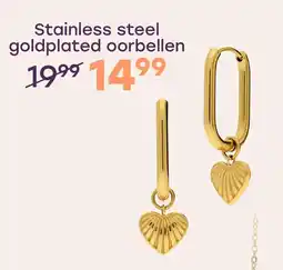 Lucardi Stainless steel goldplated oorringen hart voor dames aanbieding
