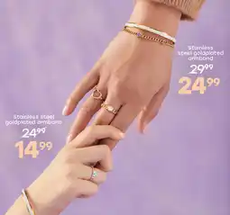 Lucardi Stainless steel goldplated kinderarmband bangle met kristal aanbieding