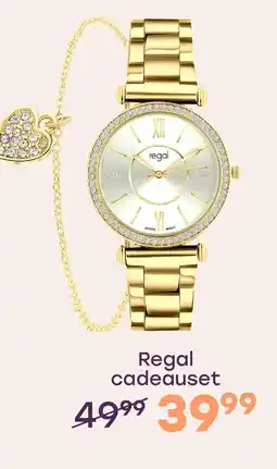 Lucardi Regal Cadeau Set Dames Horloge Goudkleurig met gratis armband aanbieding