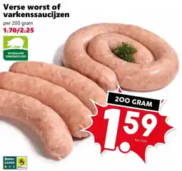 Coop Verse worst of varkenssaucijzen aanbieding