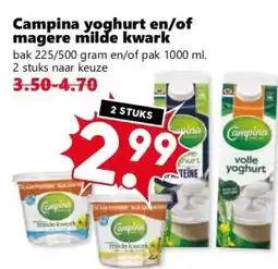 Coop Campina yoghurt en/of magere milde kwark aanbieding