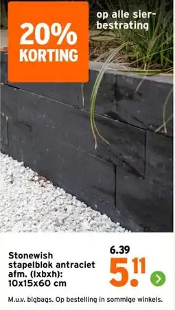 GAMMA Stonewish stapelblok antraciet afm. (lxbxh): aanbieding