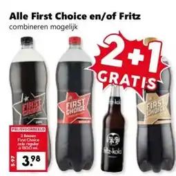 Coop Alle First Choice en/of Fritz aanbieding