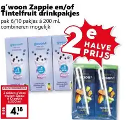 Coop g'woon Zappie en/of Tintelfruit drinkpakjes aanbieding