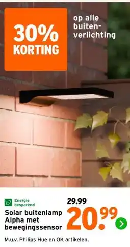 GAMMA Solar buitenlamp Alpha met bewegingssensor aanbieding