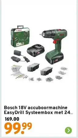 GAMMA Bosch 18V accuboormachine EasyDrill Systeembox met 241 accessoires (incl. 2 accu's 1.5Ah + lader) aanbieding