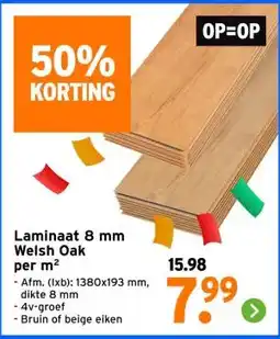 GAMMA Laminaat 8 mm Welsh Oak per m² aanbieding