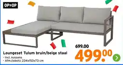 GAMMA Loungeset Tulum bruin/beige staal aanbieding