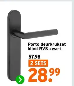 GAMMA Porto deurkrukset blind RVS zwart aanbieding