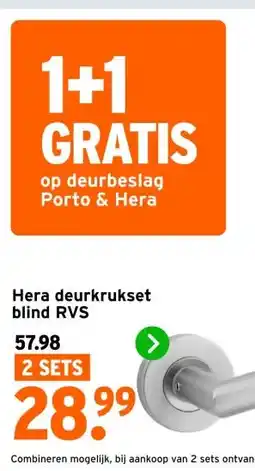 GAMMA Hera deurkrukset blind RVS aanbieding