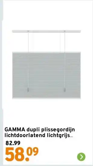GAMMA GAMMA dupli plissegordijn lichtdoorlatend lichtgrijs (kleurnr. 6006) 60x180 cm (bxh) aanbieding