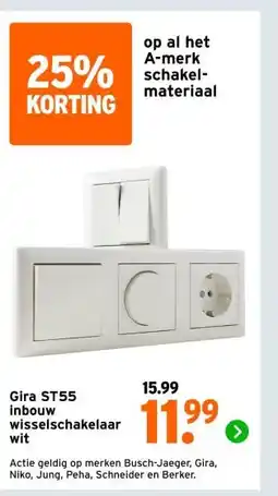 GAMMA Gira ST55 inbouw wisselschakelaar wit aanbieding