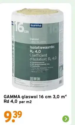 GAMMA GAMMA glaswol 16 cm 3,0 m² Rd 4,0 aanbieding