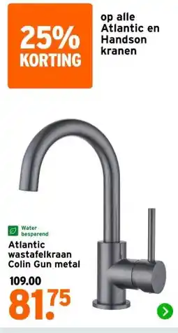 GAMMA Atlantic wastafelkraan Colin Gun metal aanbieding