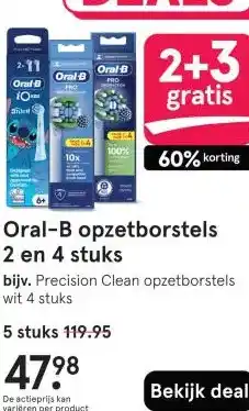 Etos Oral-B opzetborstels 2 en 4 stuks aanbieding