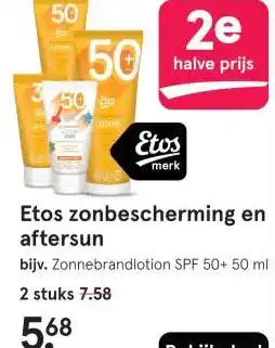 Etos Etos zonbescherming en aftersun aanbieding