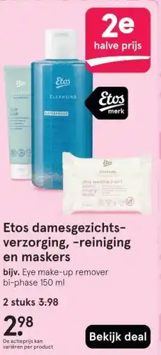 Etos Etos damesgezichts- verzorging, -reiniging en maskers aanbieding
