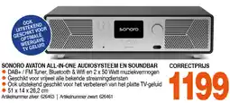 Correct SONORO AVATON ALL-IN-ONE AUDIOSYSTEEM EN SOUNDBAR aanbieding