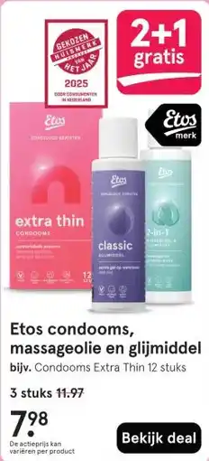 Etos Etos condooms, massageolie en glijmiddel aanbieding