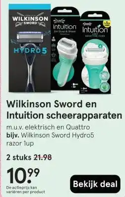 Etos Wilkinson Sword en Intuition scheerapparaten aanbieding