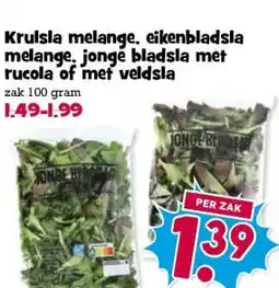Boon`s Markt Krulsla melange, eikenbladsla melange, jonge bladsla met rucola of met veldsla aanbieding