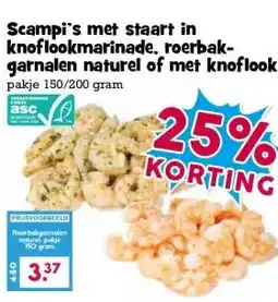 Boon`s Markt Scampi's met staart in knoflookmarinade, roerbak- garnalen naturel of met knoflook aanbieding
