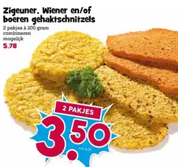 Boon`s Markt Zigeuner, Wiener en/of boeren gehaktschnitzels aanbieding