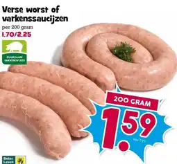 Boon`s Markt Verse worst of varkenssaucijzen aanbieding