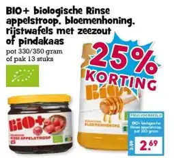 Boon`s Markt BIO+ biologische Rinse appelstroop. bloemenhoning. rijstwafels met zeezout of pindakaas aanbieding