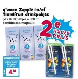 Boon`s Markt gwoon Zappie en/of Tintelfruit drinkpakjes aanbieding