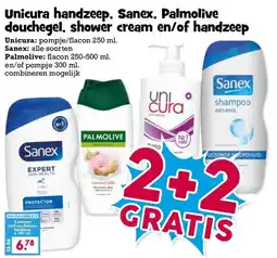 Boon`s Markt Unicura handzeep, Sanex, Palmolive douchegel, shower cream en/of handzeep aanbieding