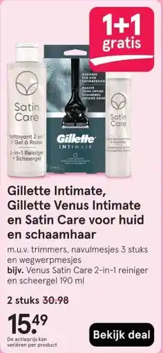 Etos Gillette Intimate, Gillette Venus Intimate en Satin Care voor huid en schaamhaar aanbieding