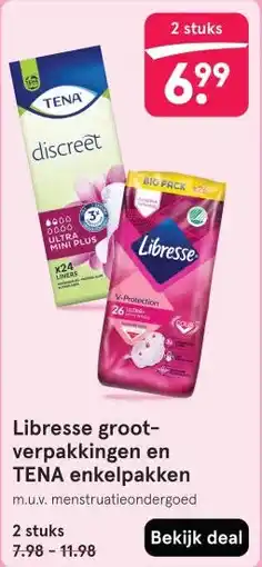 Etos Libresse groot- verpakkingen en TENA enkelpakken aanbieding