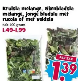 Boon`s Markt Krulsla melange, eikenbladsla melange, jonge bladsla met rucola of met veldsla zak aanbieding