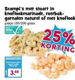Boon`s Markt Scampi's met staart in knoflookmarinade, roerbak- garnalen naturel of met knoflook aanbieding