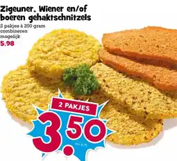 Boon`s Markt Zigeuner, Wiener en/of boeren gehaktschnitzels aanbieding