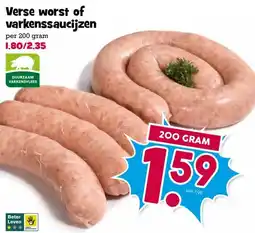 Boon`s Markt Verse worst of varkenssaucijzen aanbieding