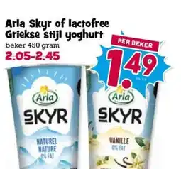 Boon`s Markt Arla Skyr of lactofree Griekse stijl yoghurt aanbieding