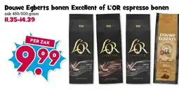 Boon`s Markt Douwe Egberts bonen Excellent of L'OR espresso bonen aanbieding