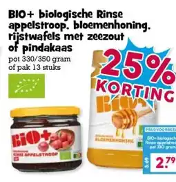 Boon`s Markt BIO+ biologische Rinse appelstroop. bloemenhoning. rijstwafels met zeezout of pindakaas aanbieding