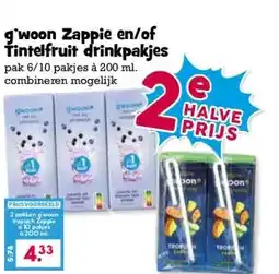 Boon`s Markt g'woon Zappie en/of Tintelfruit drinkpakjes aanbieding