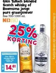 Boon`s Markt Glen Talloch blended Scotch whisky of Boomsma jonge pure graanjenever aanbieding