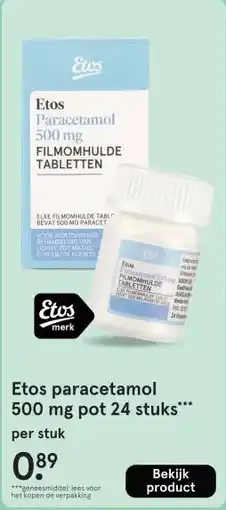 Etos Etos paracetamol 500 mg pot 24 stuks aanbieding